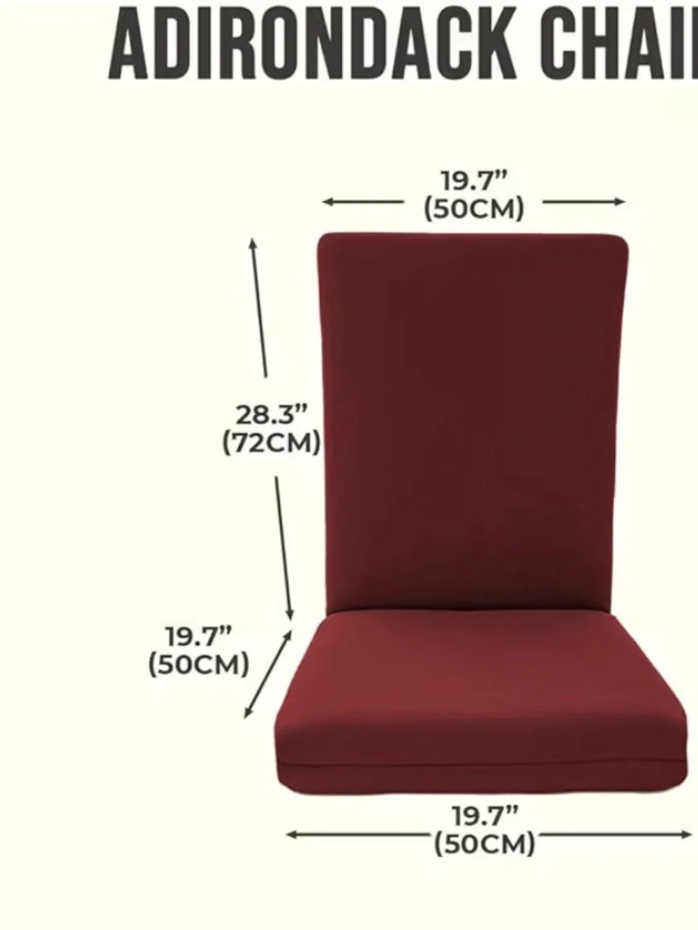 Outdoor High-Back Cushion red Weather resistant for Adirondack or rocking chair